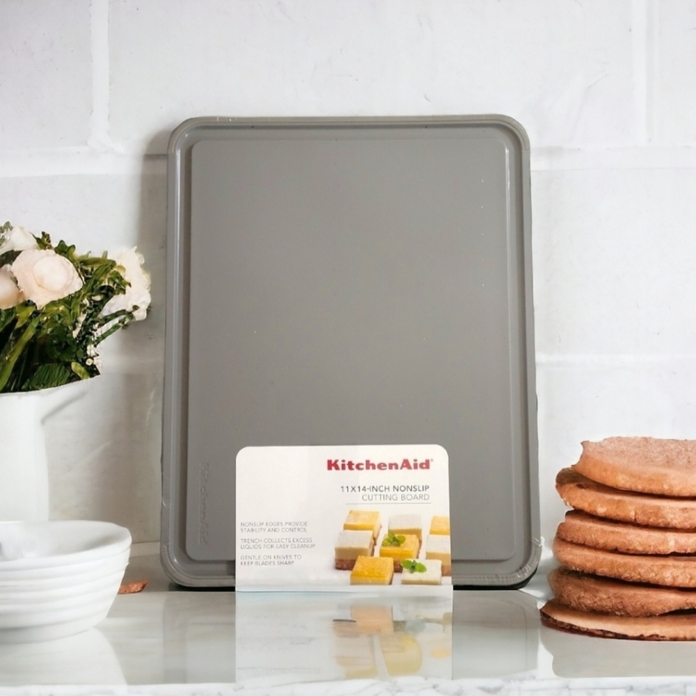 KitchenAid Gray Cutting Board 11 X 14 Trenched Non-slip - NWT